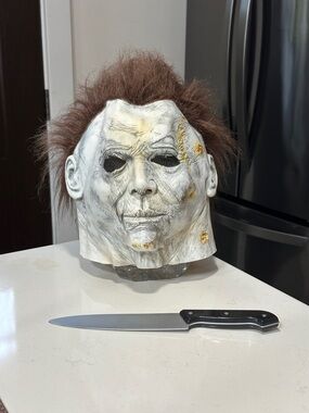 Michael Myers Mask and Knife Scary Halloween Costume Prop, Latex Cosplay Adults